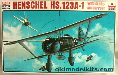 ESCI 1/48 Henschel HS-123-1 With Waldron Instruments and Seat Belts - Spanish Civil War or Luftwaffe, SC-4001 plastic model kit